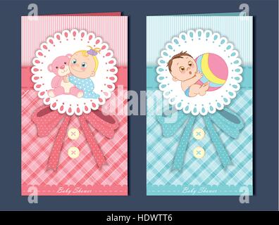 adorable baby shower card template design set Stock Vector