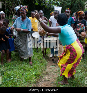 Mende people dance with gbeni mask in Gola Rain Forrest Stock Photo - Alamy