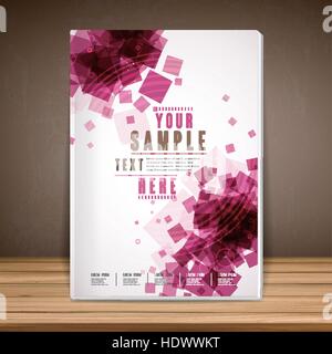 trendy book cover template design with translucent squares elements Stock Vector