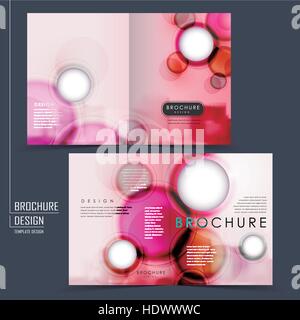 romantic half-fold brochure template design with blurred background Stock Vector