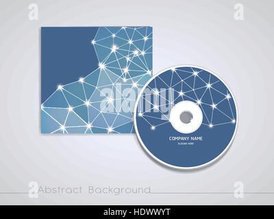 soft geometric background design for CD cover template in blue Stock Vector