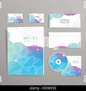 abstract triangle pattern background corporate identity set Stock Vector