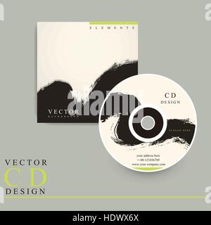 Chinese calligraphy style cd cover design template Stock Vector