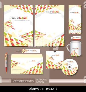 colorful modern mosaic style corporate identity set Stock Vector