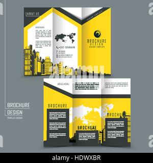 modern style tri-fold template for business advertising brochure with buildings elements Stock Vector
