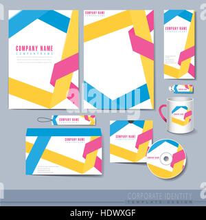 colorful origami folded lines background design for corporate identity set Stock Vector