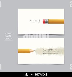 professional vector business card set template design with pencil Stock Vector
