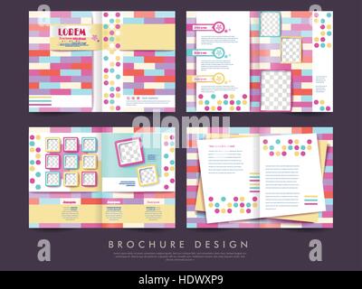 modern style tri-fold template for business advertising brochure with buildings elements Stock Vector