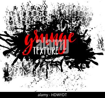 Splatter Paint Texture. Grunge background. Black Blot of Ink. Place for Text. Grungy Effect Stump. Vector illustration. Stock Vector