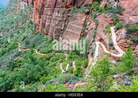 Looking down on the trail to Angel's Landing in Zion National Park Stock Photo