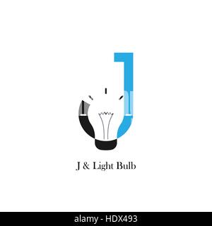 J-letter/alphabet icon and light bulb abstract logo design vector template.Corporate business and industrial logotype idea concept.Vector illustration Stock Vector