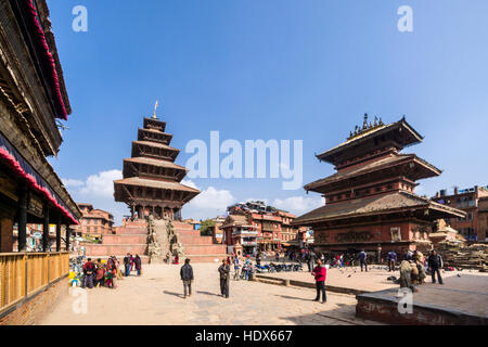 Some of the buildings and temples at Durbar Square got damaged during the 2015 earthquake Stock Photo