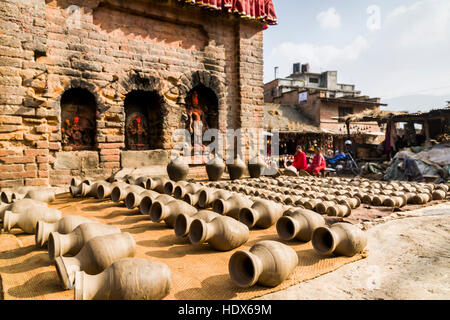 Pottery is drying in the sun in the streets Stock Photo