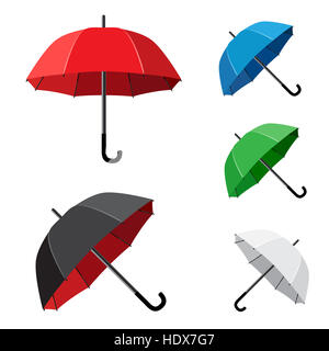 The simple different umbrellas isolated on white background Stock Photo
