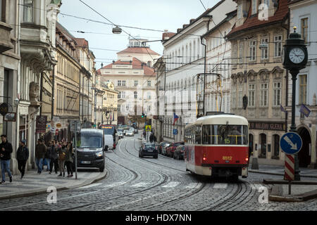 A street scene on Karmelitská, Malá Strana, Prague, Czech Republic Stock Photo