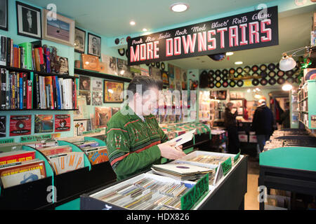 'Sounds That Swing' record store in Camden Town, owned by Martin Heaphy (pictured), Vinyl Record Stores, London, England, UK Stock Photo