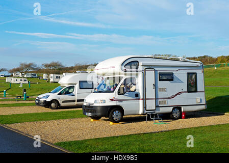 Motorhomes at Bagwell Farm Touring Park, Chickerell, near Weymouth, Dorset, England UK Stock Photo