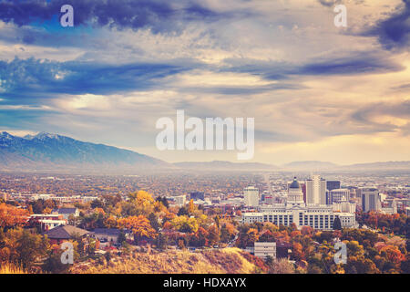 Color toned picture of Salt Lake City downtown, Utah, USA. Stock Photo
