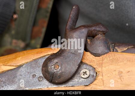 Detail of a trigger an antique shotgun Stock Photo