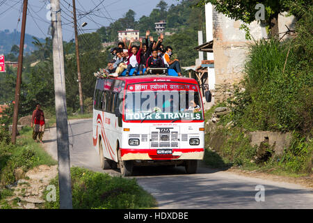 Bus near Kathmandu, Nepal Stock Photo