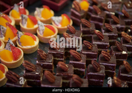 Sweet Dessert canapes food in hotel restaurant Stock Photo