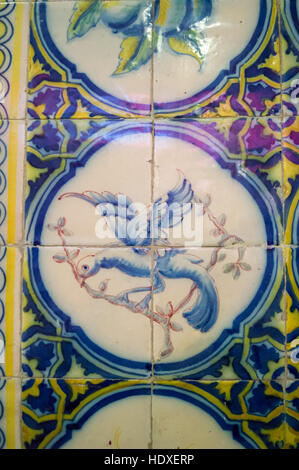 Mosaic of a ship at the entrance to Mercado da Ribeira, containing Time Out food market, Cais do Sodre, Lisbon Portugal Stock Photo