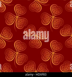 Seamless Pattern, Golden Clover Stock Vector