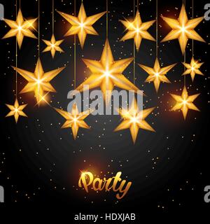 Celebration party background with starsornament. Greeting, invitation card or flyer Stock Vector