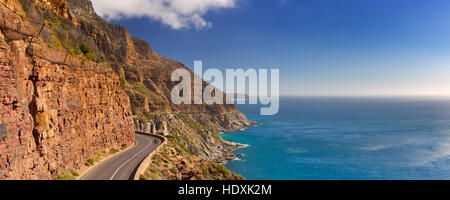 The Chapman's Peak Drive on the Cape Peninsula near Cape Town in South Africa on a bright and sunny afternoon. Stock Photo