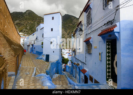 Streets and alleys of the Medina of Chefchaouen, Morocco Stock Photo