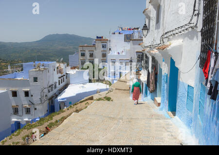 Streets and alleys of the Medina of Chefchaouen, Morocco Stock Photo