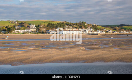 An estuary view of Instow from Appledore with the River Torridge at low tide. Stock Photo