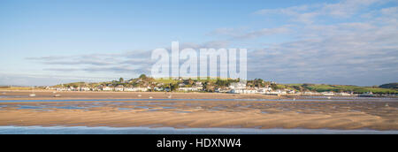 An Panoramic estuary view of Instow from Appledore with the River Torridge at low tide. Stock Photo