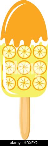 Fruit ice cream, flat cartoon style. Isolated white background. Vector illustration, clip art Stock Vector