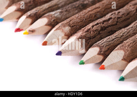 pencil drawing of a wooden logs macro isolated on white background. horizontal Stock Photo
