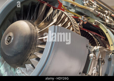 Detailed exposure of a turbo jet engine. Stock Photo