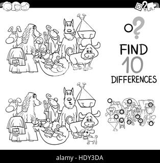 differences activity with cartoon dogs animal characters Stock Vector ...