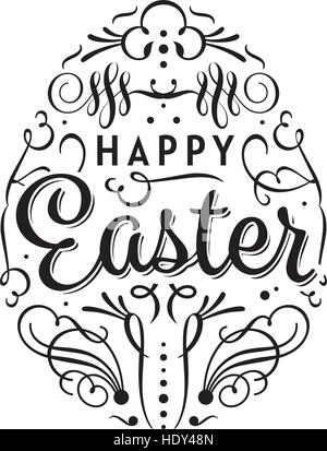 Happy Easter Greetings Lettering in egg shape