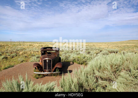 Abandoned Car on Old Route 66 Stock Photo