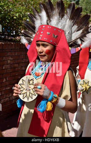 Native American Hopi Indian in traditional ceremonial dress at free Arts and Cultural Festival, Flagstaff, Arizona, USA Stock Photo