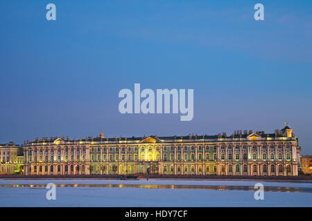 St. Petersburg, Winter Palace, today the Hermitage Museum at night in winter Stock Photo