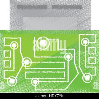 drawing usb circuit electronic hardware Stock Vector