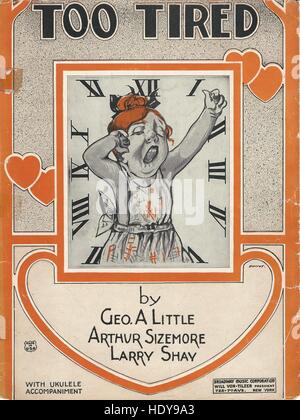 'Too Tired!' 1924 Sheet Music Cover Stock Photo