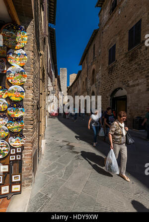 Medieval city of San Gimignano, Tuscany, Italy. Tuscan pottery Stock Photo