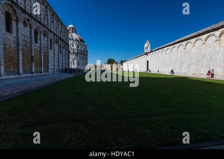 The famous medieval complex of Pisa dating back to the 9th century and including the Leaning Tower of Pisa. Stock Photo