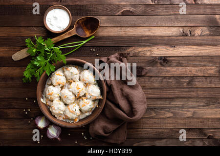meatballs in cream sauce Stock Photo