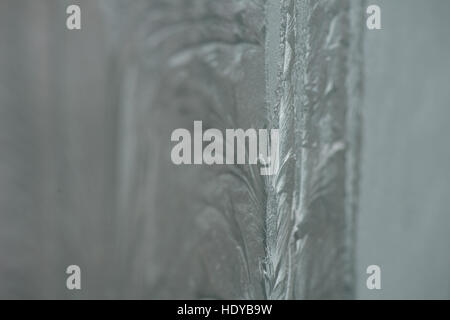 Frosty patterns on glass. Winter Christmas mood. Texture, Stock Photo