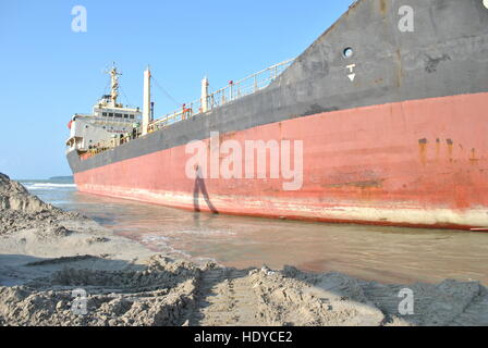 Ran aground oil tanker ship in Thailand Stock Photo