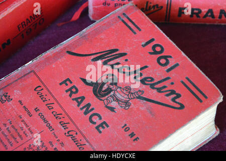 old Michelin red guide France french Stock Photo