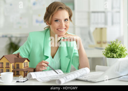 Woman architect in offive Stock Photo